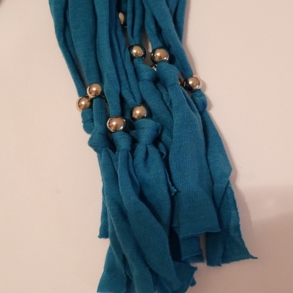 Turquoise Jeweled Dragonfly Fringe Scarf - Picture 3 of 7